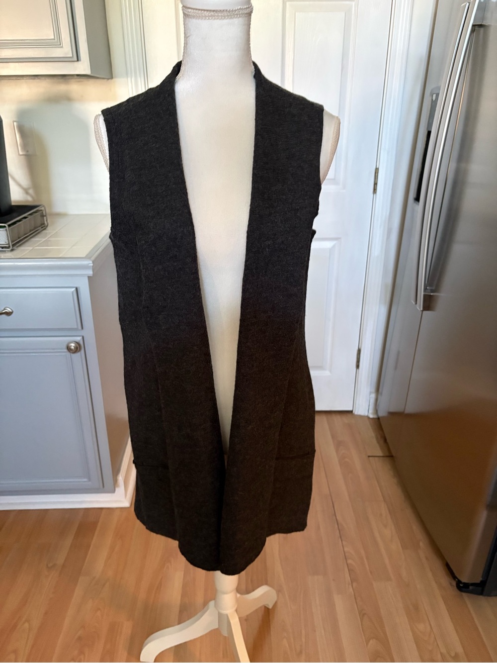 Tahari Dark Charcoal Wool Blend Vest